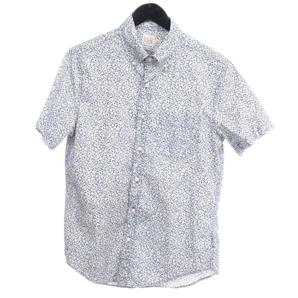 J.Crew Secret Wash Floral Print Classic Button Down Shirt Cotton S Blue White